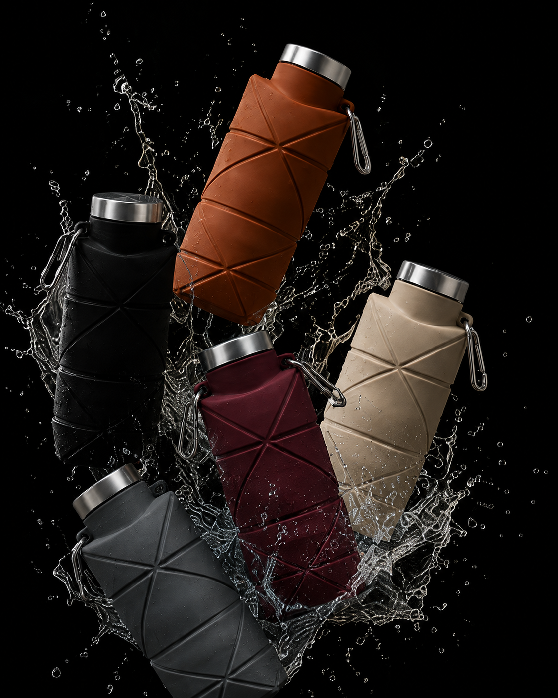 Collapsible water bottle for gym, hiking, travelling