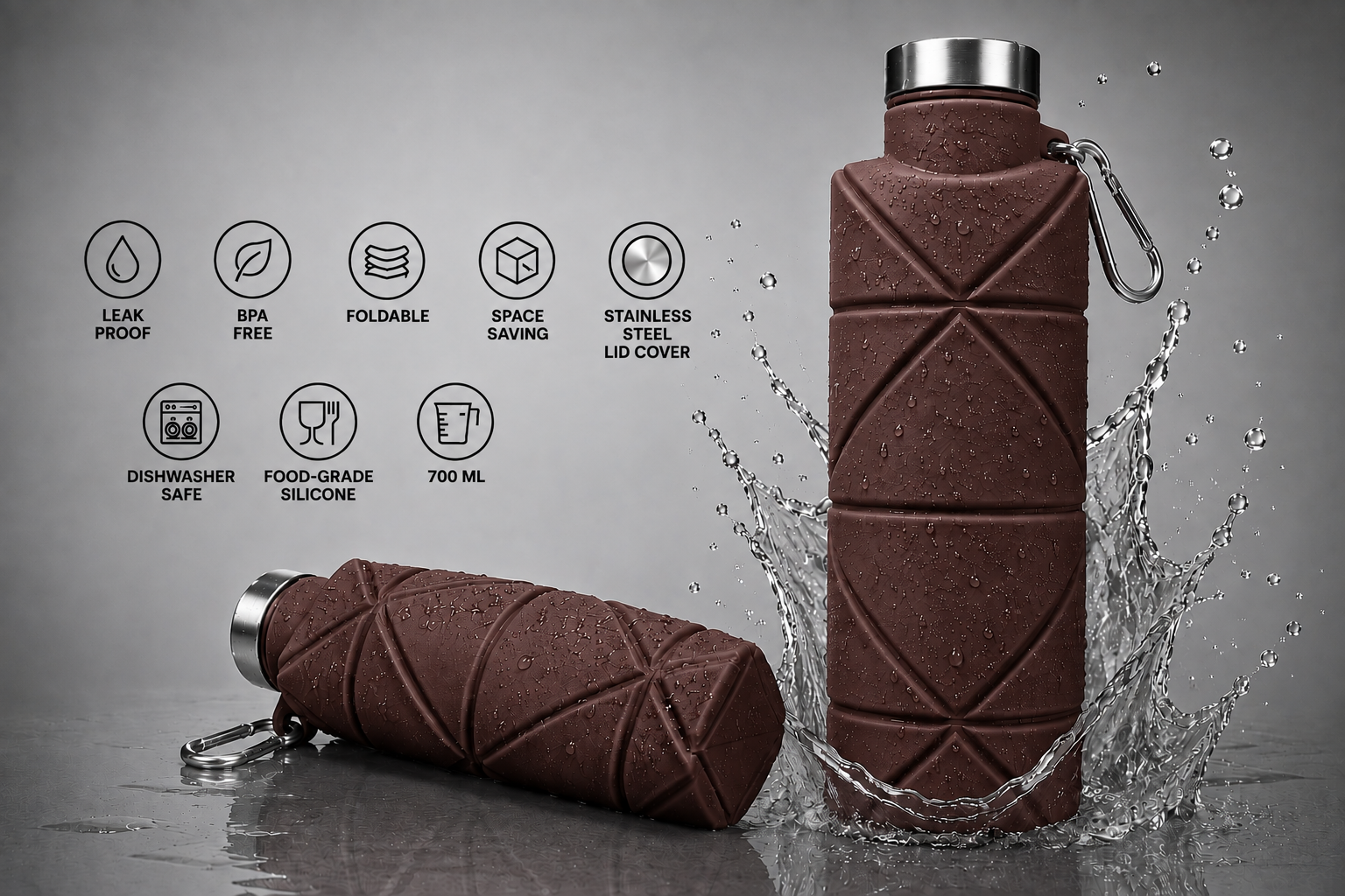 TRUFFLE BROWN FOLD - WATER BOTTLE - Image 2